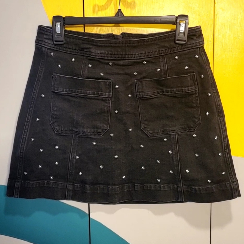 Madewell Star Studded Black Denim Skirt